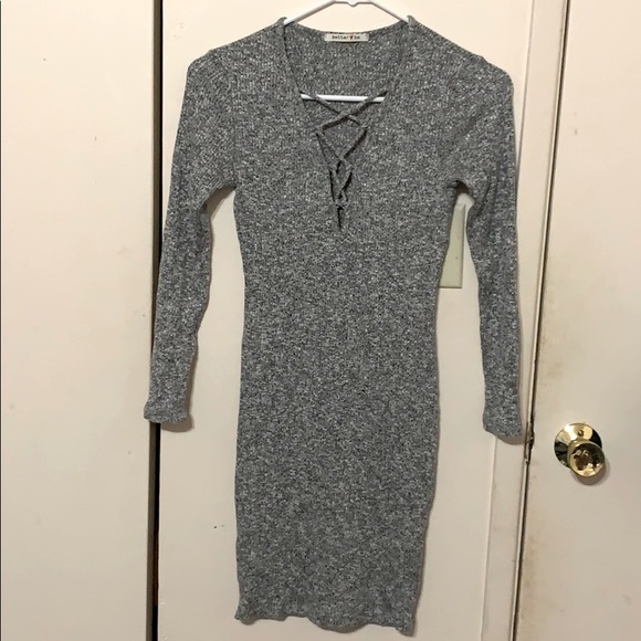 Grey Ribbed Midi Sweater Dress size XS - Picture 1 of 3